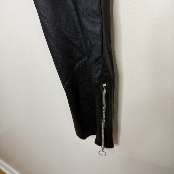 Nine West Faux Leather Black Pants with Side Zippers at Hem. - Picture 5 of 14